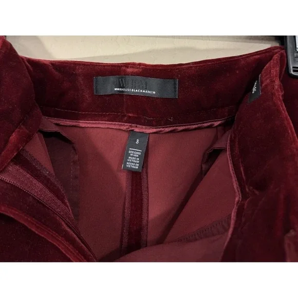White House Black Market Luna Wide Leg Trousers Women 8 Red Velvet Holidays - Picture 4 of 7